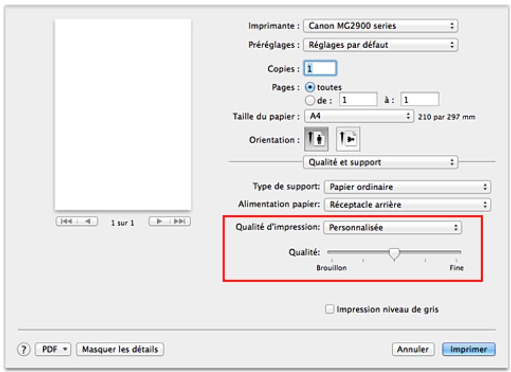 CANON MG2950 - Définition du niveau de Qualité d'impression (Personnalisée) - 1