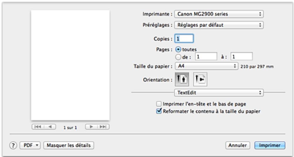 CANON MG2950 - Boîte de dialogue Imprimer - 1