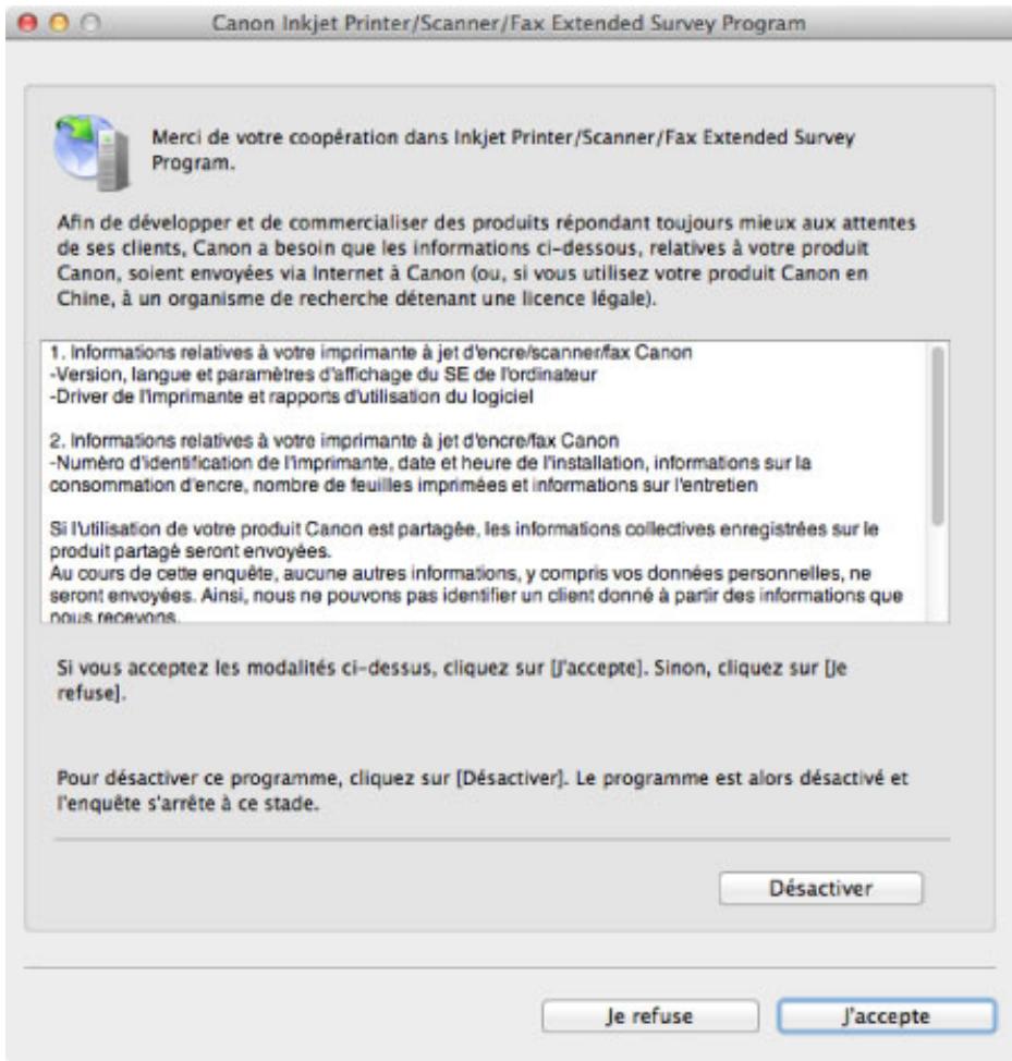 CANON MG2950 - L'icône Inkjet Printer/Scanner/Fax Extended Survey Program s'affiche - 1