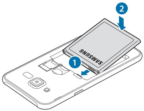 SAMSUNG GALAXY J5 - Insérez la batterie en alignant correctement ses bornes avec celles de l'appareil. - 1