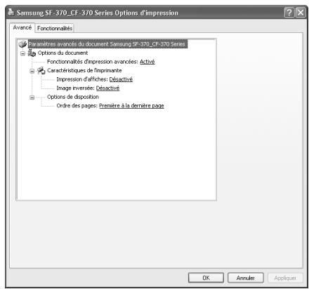 SAMSUNG SF-370 - Cliquez sur l'onglet Options avancées. - 1