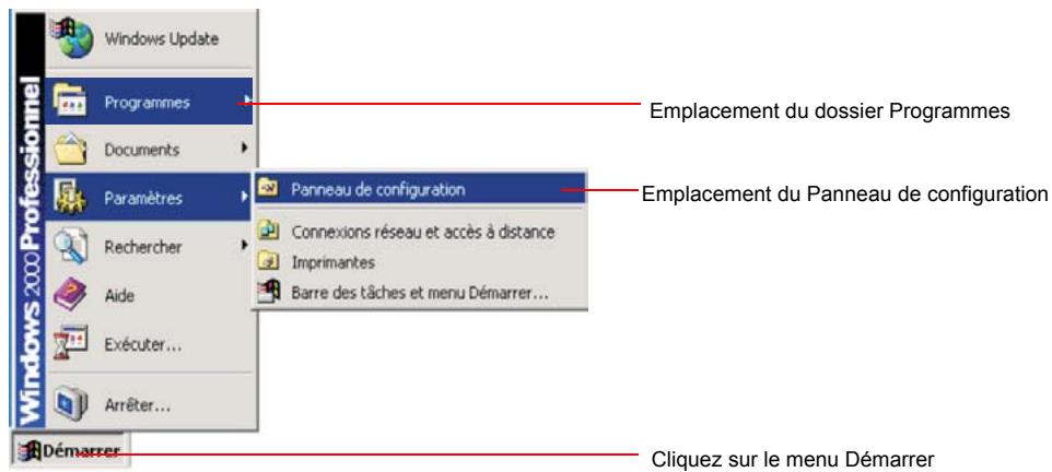 SAMSUNG NV25NH0S1P - Emplacements du dossier Programmes et du Panneau de configuration - 1