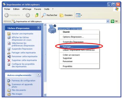 SAMSUNG NX15TPHGVQ - Etape 1. Configuration du partage de l'imprimante. - 1