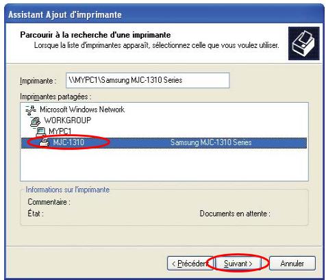 SAMSUNG NX15TPHGVQ - Etape 2. Ajout et utilisation d'une imprimante partagée. - 1