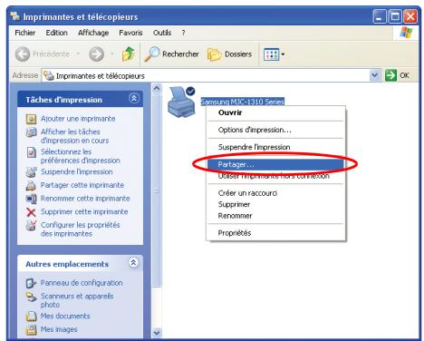 SAMSUNG NX30PRT000 - Etape 1. Configuration du partage de l'imprimante. - 1