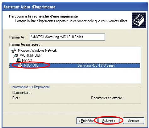 SAMSUNG NX30PRT000 - Etape 2. Ajout et utilisation d'une imprimante partagée. - 1