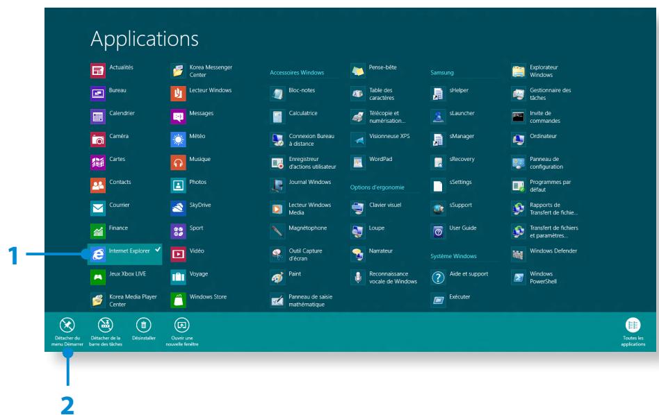 SAMSUNG ATIV SMART PC XE500T1C-A01 - Ajout/suppression d'une application dans l'écran d'accueil - 1