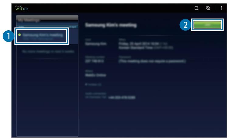 SAMSUNG GALAXY TAB S 10.5 SM-T800 - Rejoignez une réunion en scélectionnant une dans Mes Réunions - 1