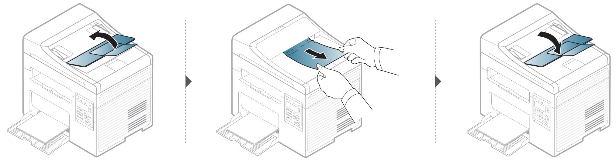 SAMSUNG SCX-3400 - Bourrage du papier d'origine dans la zone de sortie du scanner. - 2