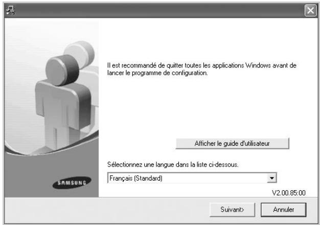 Il est recommandé de quitter toutes les applications Windows avant de lancer le programme de configuration. Alficher le guide d'utilisateur Sélectionnez une langue dans la liste ci-dessous. Français (Standard) V2.00.85:00 Suivant> Annuler