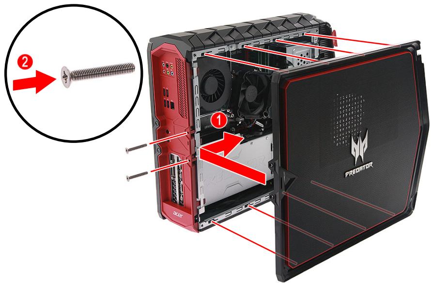 ACER PREDATOR - Installer le capot du côté gauche du système - 1