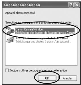 CANON DIGITAL IXUS 40 - Sélectionnez [Canon CameraWindow] dans la boîte de dialogue d'événement sur l'ordinateur, puis cliquez sur [OK] (première fois uniquement). - 1