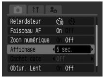 CANON DIGITAL IXUS 40 - Utilisez la touche ← ou → pour sélectionner le paramètre d'affichage, puis appuyez sur la touche MENU. - 1