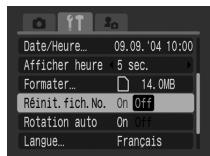 CANON DIGITAL IXUS 40 - Réinitialisation du numéro des fichiers - 4