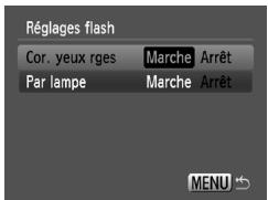 CANON IXUS 95 IS - Sélectionnez [Réglages flash]. - 1