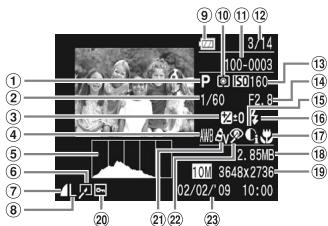 CANON IXUS 95 IS - Lecture (affichage d'informations détaillées) - 1