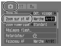 CANON DIGITAL IXUS 80 IS - Sélectionnez [Zoom sur pt AF]. - 1