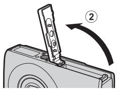 CANON DIGITAL IXUS 80 IS - Faites glisser le capot (①) pour l'ouvrir (②). - 3
