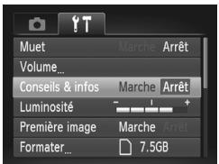 Muet Volume... Conseils & infos Luminosité Première image Formater... Marche Arrêt Marche Arrêt 7.5GB