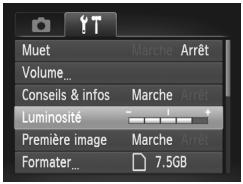Muet Volume... Conseils & infos Luminosité Première image Formater... Marche Arrêt Marche Arrêt 7.5GB