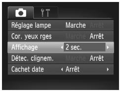Réglage lampe Cor. yeux rges Affichage Détéc. clignem. Cachet date Marche Arrêt Marche Arrêt 2 sec. Marche Arrêt Arrêt