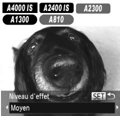 A4000 IS A2400 IS A2300 A1300 A810 Niveau d'effet SET Moyen