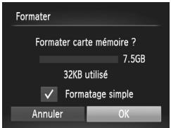 Formater Formater carte mémoire ? 7.5GB 32KB utilisé ✓ Formatage simple Annuler OK