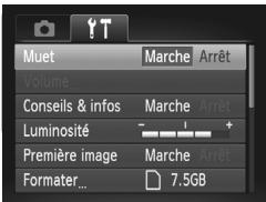 Muet Volume Conseils & infos Luminosité Première image Formater... Marche Arrêt Marche Arrêt - - + Marche Arrêt 7.5GB