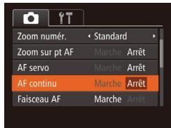 Zoom numér. Standard Zoom sur pt AF Marche Arrêt AF servo Marche Arrêt AF continu Marche Arrêt Faisceau AF Marche Arrêt