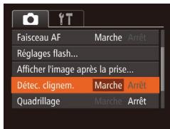 Faisceau AF Marche Arrêt Réglages flash... Afficher l'image après la prise... Détec. clignem. Marche Arrêt Quadrillage Marche Arrêt