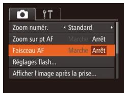 Zoom numér. Standard Zoom sur pt AF Marche Arrêt Faisceau AF Marche Arrêt Réglages flash... Afficher l'image après la prise...