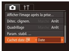 Afficher l'image après la prise... Détec. clignem. Marche Arrêt Quadrillage Marche Arrêt Param. stabil ... Cachet date Date
