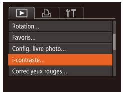 Rotation... Favoris... Config. livre photo... i-contraste... Correc yeux rouges...