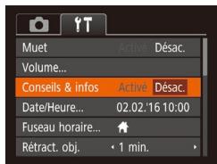 CANON IXUS 180 - Masquage des conseils et des astuces - 1