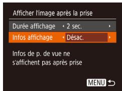 CANON IXUS 180 - Changement de l'écran affiché après les prises - 1