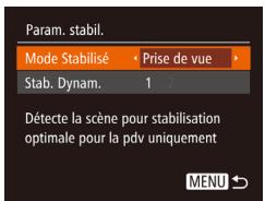 CANON IXUS 275 - Modification des réglages de l'option Mode Stabilisé - 2