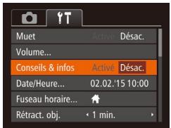 CANON IXUS 275 - Masquage des conseils et des astuces - 1