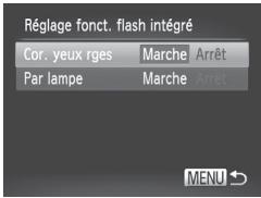 CANON POWERSHOT G5X - Accédez à l'écran [Réglage fonct. flash intégré]. - 1