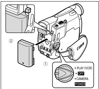 CANON MV850I - Fixation de la batterie d'alimentation - 1