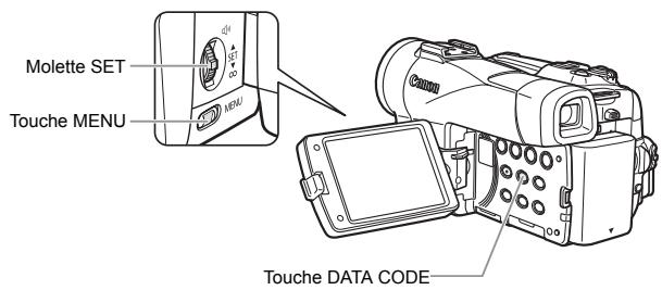 CANON MVX350I - Affichage du code de données - 1