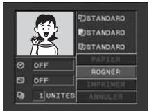 CANON MVX350I - Dans le menu des paramètres d'impression, tournez la molette SET pour sélectionner [ROGNER] et appuyez sur la molette SET. - 1