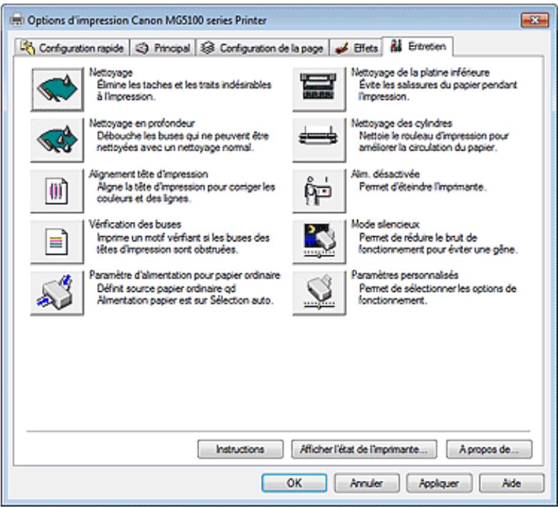 CANON PIXMA MG5150 - Onglet entretien - 1
