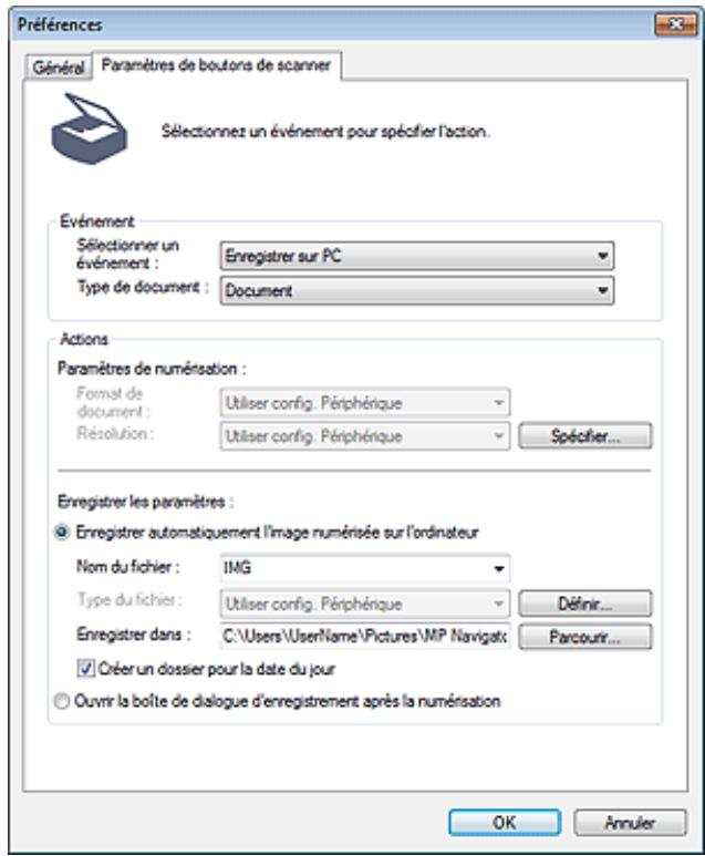 CANON PIXMA MG5150 - Boîte de dialogue préférences - 1