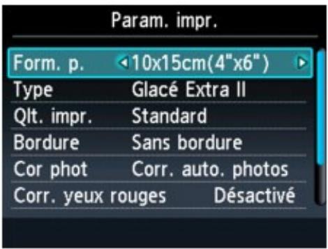 CANON PIXMA MG5150 - - Dans l'écran sélect. impr. photo du menu photo ou diaporama: - 1