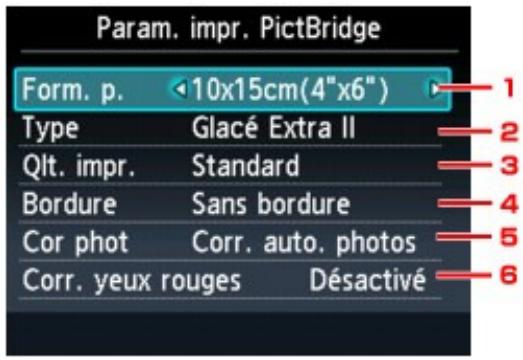 CANON PIXMA MG5150 - Écran param. impr. PictBridge - 1