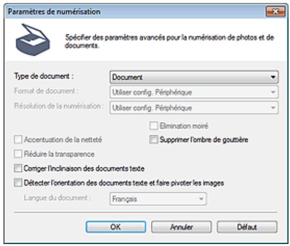 CANON PIXMA MG5150 - Boîte de dialogue paramètres de numérisation (paramètres de boutons de scanner) - 1