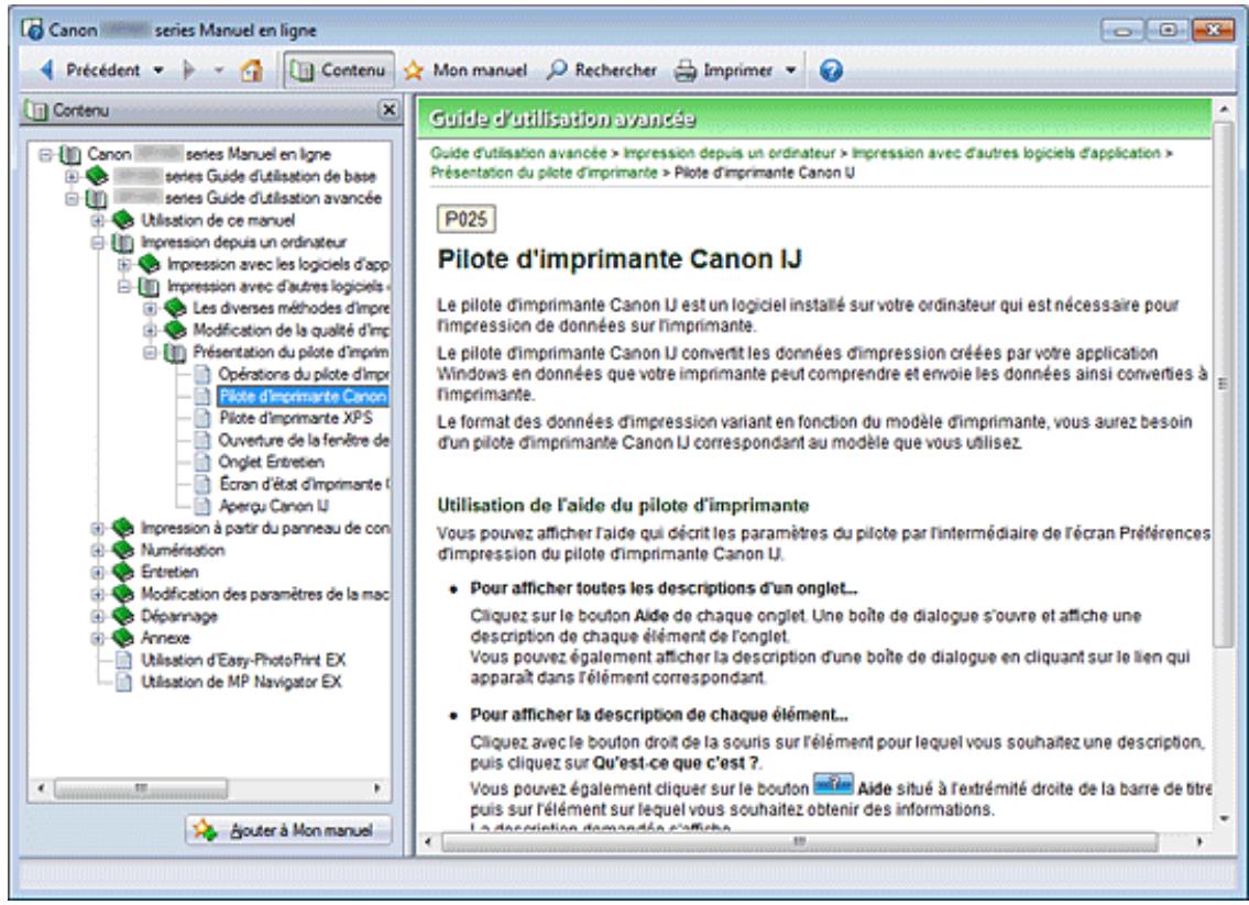 CANON PIXMA MG6150 - Utilisation du volet Contenu - 1