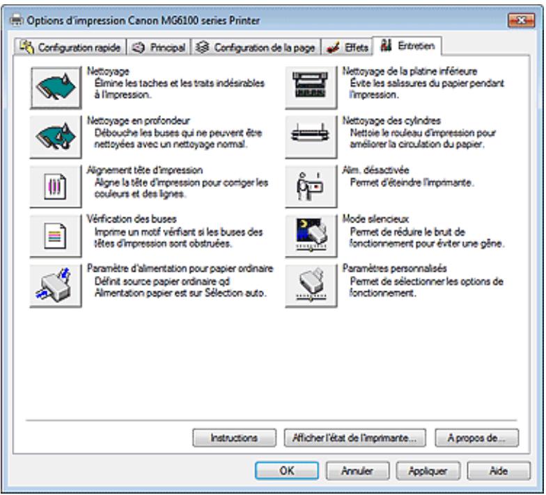 CANON PIXMA MG6150 - Onglet Entretien - 1