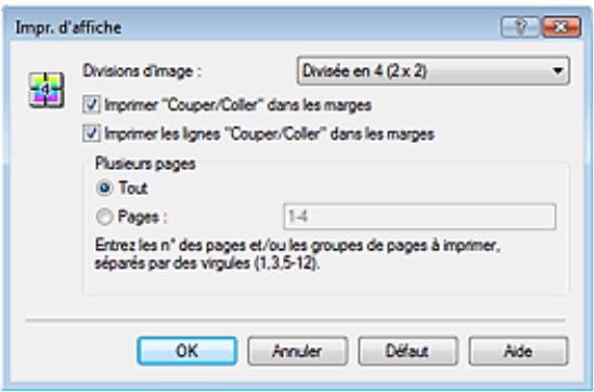 CANON PIXMA MG6150 - Indiquez le nombre de divisions d'image et les pages à imprimer. - 1