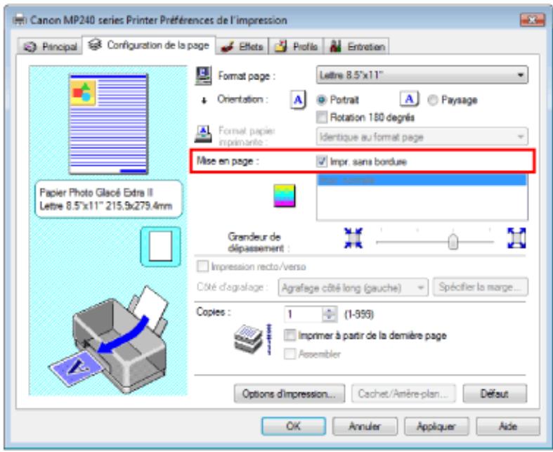 CANON PIXMA MP240 - Définition d'une impression sans bordure - 1